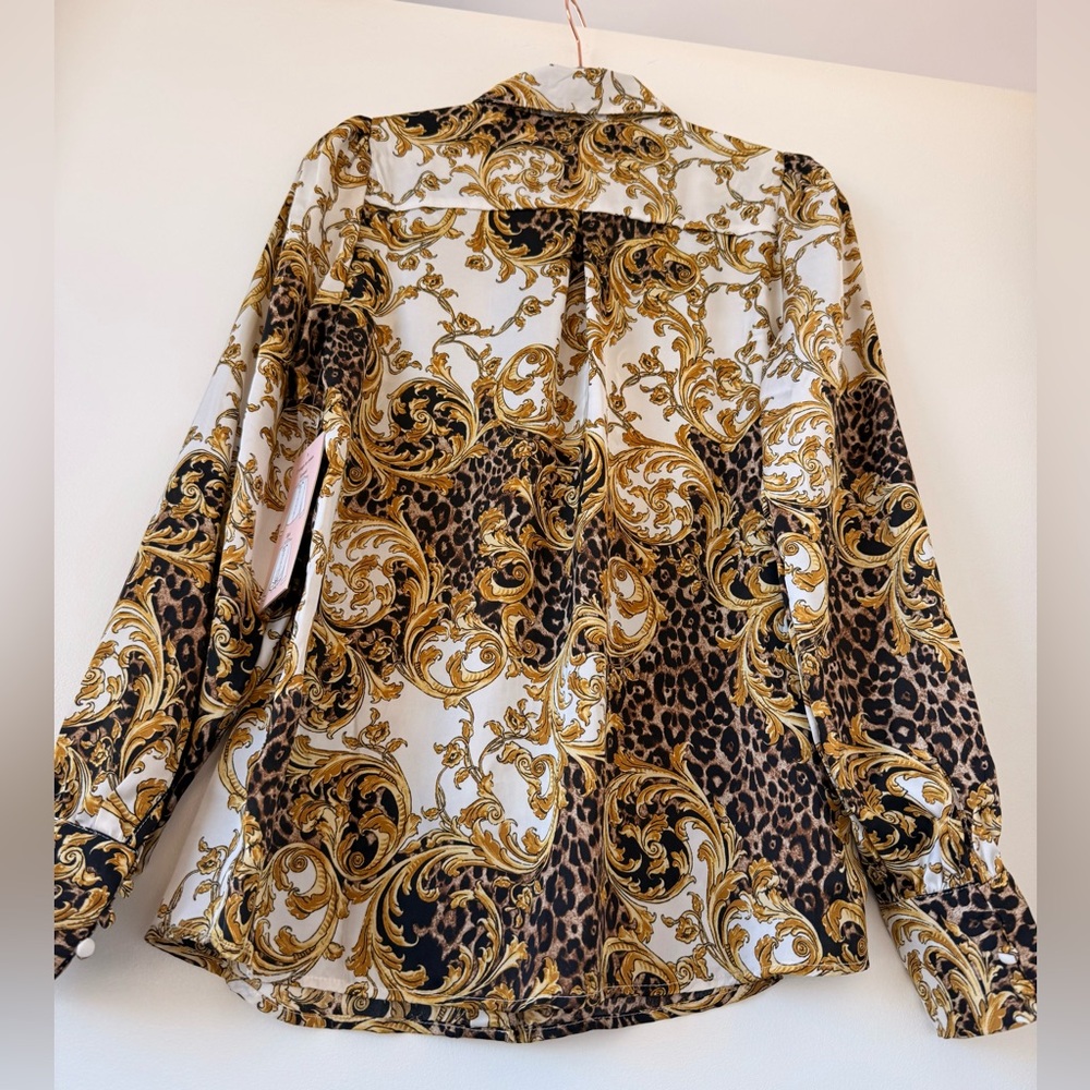 Leopard Print and Baroque Pattern blouse NWT - image 4